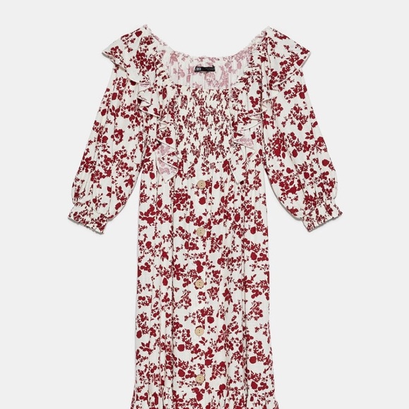 Zara off the shoulder rustic printed dress - Picture 9 of 10